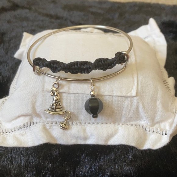 Obsidian Blackstone Witch 🧙🏽 Hat Braided Bracele - Picture 7 of 12